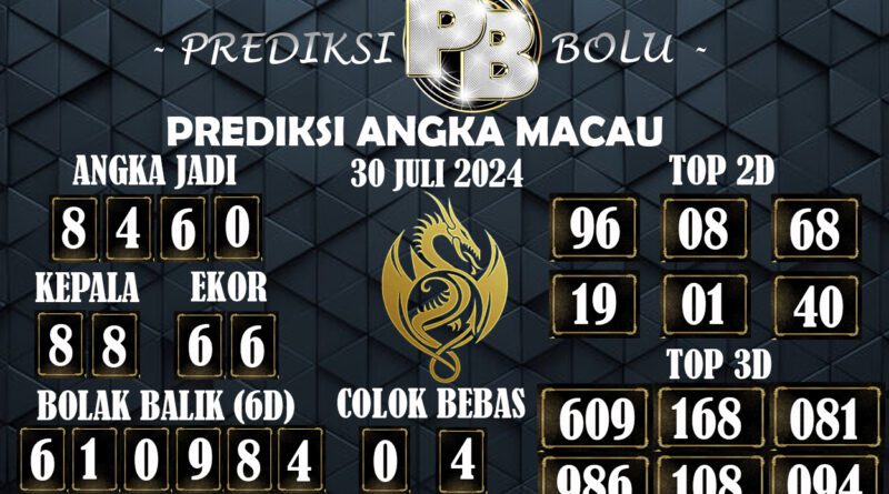 Prediksi Togel MACAU Akurat 30 Juli 2024