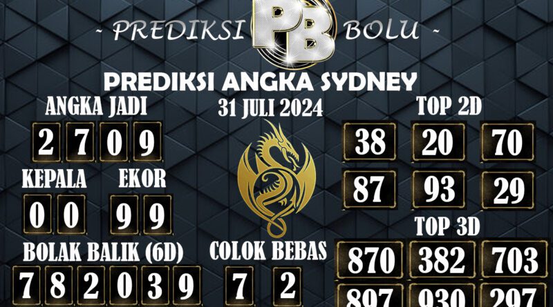 Prediksi Togel Sydney Akurat 31 Juli 2024