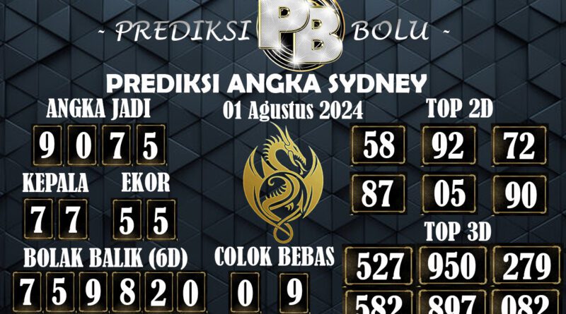 Prediksi Togel Sydney Akurat 01 Agustus 2024