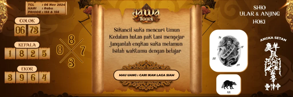 Prediksi Jawa Togel Fantastis Dari Raja Jawa 06 November 2024