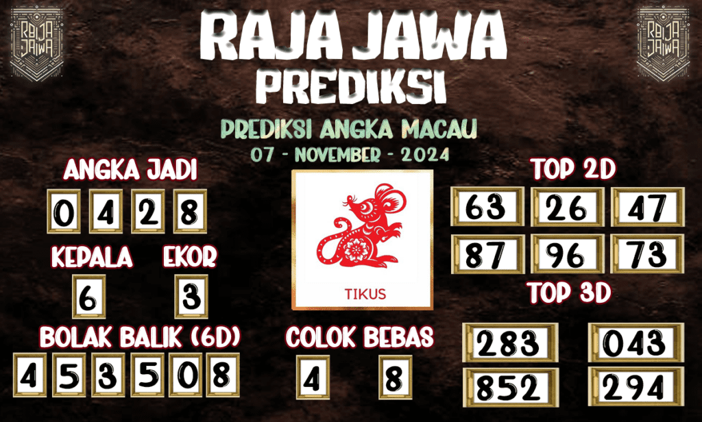 Prediksi Togel Macau Terpilih Dari Raja Jawa 07 November 2024