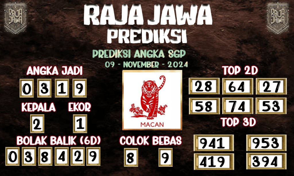 Prediksi Togel SGP Terakurat Dari Raja Jawa 09 November 2024