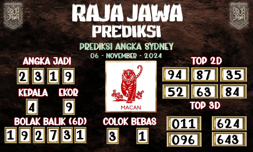 Prediksi Togel Sydney Fantastis Dari Raja Jawa 06 November 2024