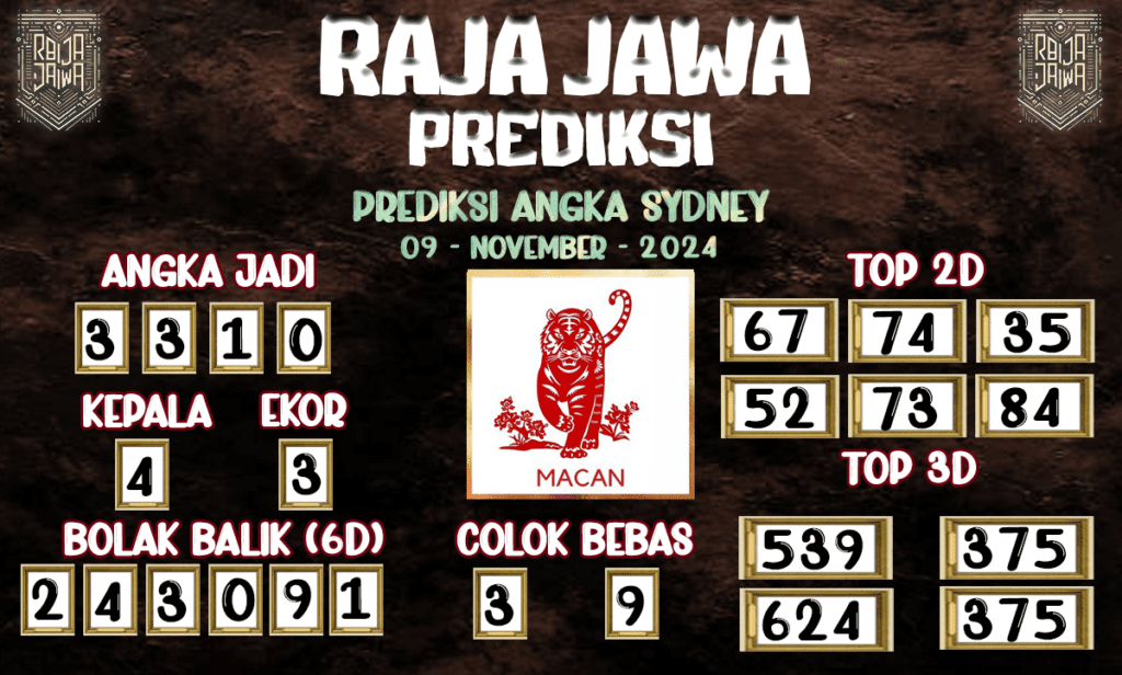 Prediksi Togel Sydney Terakurat Dari Raja Jawa 09 November 2024